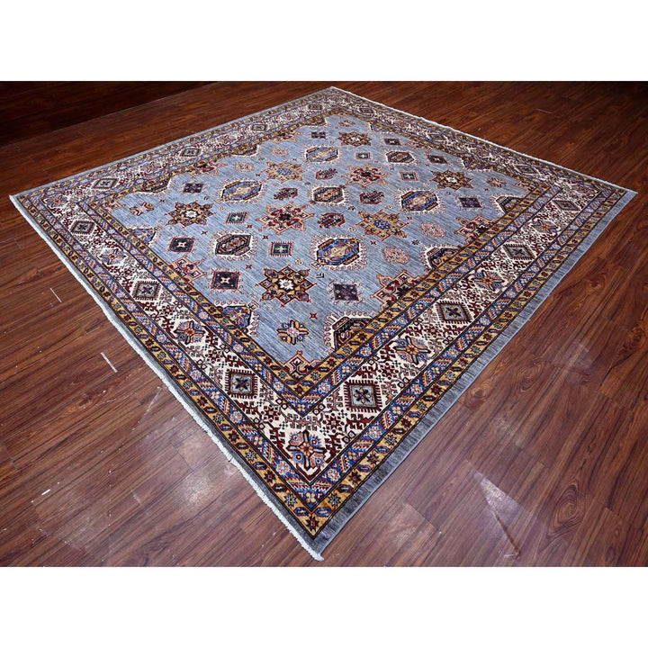 9'8" x 9'11" New Hand Knotted Grey Wool Square Oriental Rug - MOA10289295