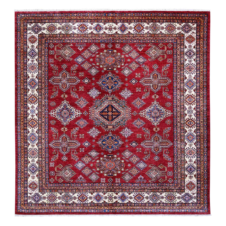 9'9" x 9'11" New Hand Knotted Red Cotton Square Oriental Rug - MOA10289296