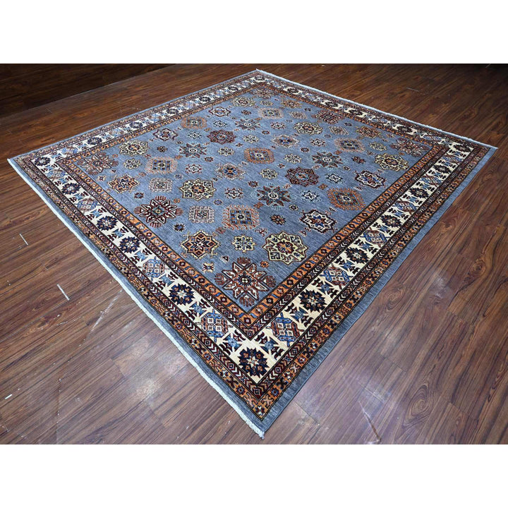 9'10" x 10'0" New Hand Knotted Grey Wool Square Oriental Rug - MOA10289297