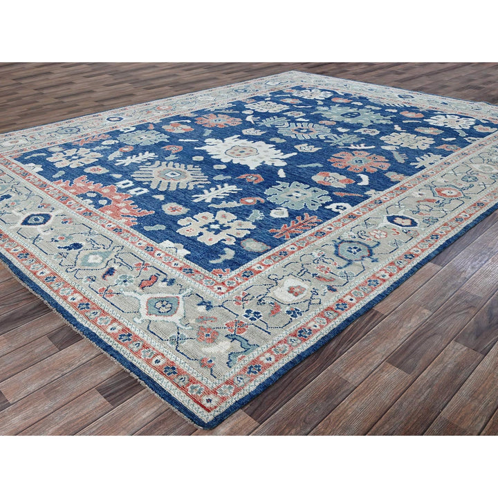 9'2" x 12'1" New Hand Knotted Blue Wool Rectangle Oriental Rug - MOA102892