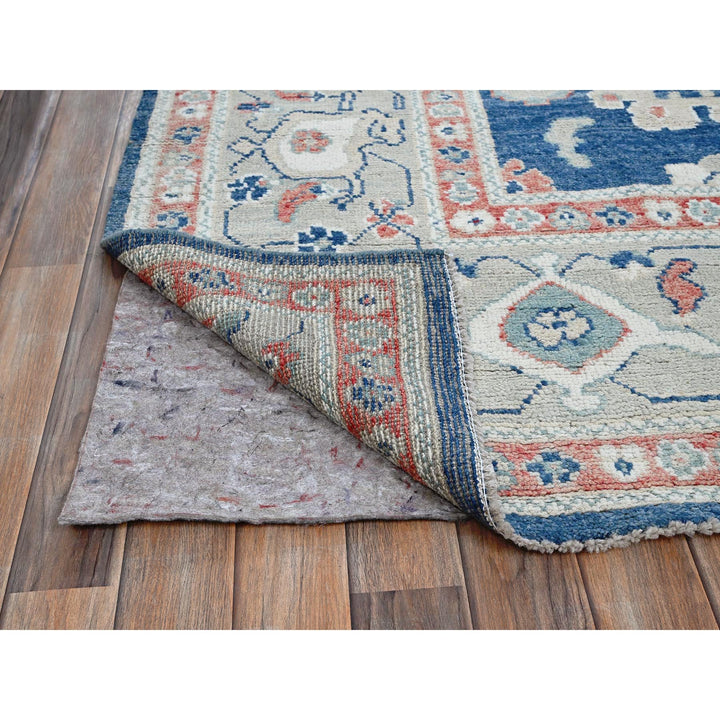 9'2" x 12'1" New Hand Knotted Blue Wool Rectangle Oriental Rug - MOA102892