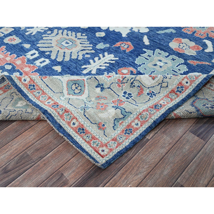 9'2" x 12'1" New Hand Knotted Blue Wool Rectangle Oriental Rug - MOA102892