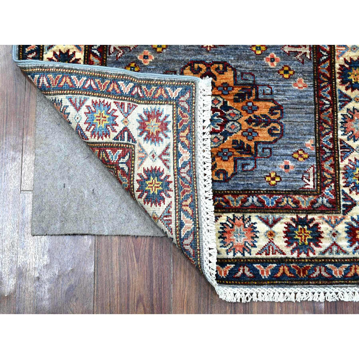 2'7" x 8'4" New Hand Knotted Grey Wool Runner Oriental Rug - MOA10289305