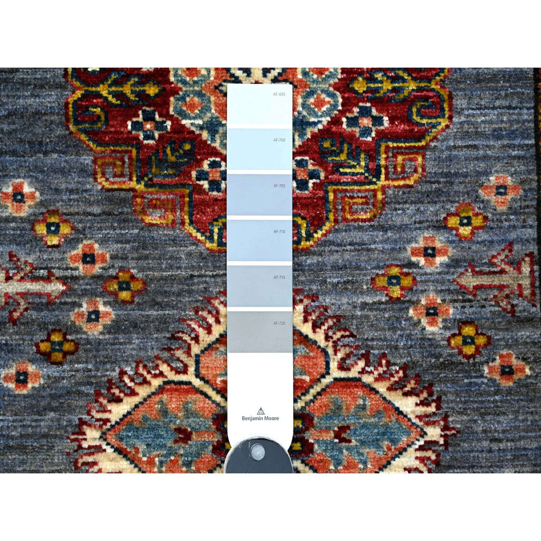 2'7" x 8'4" New Hand Knotted Grey Wool Runner Oriental Rug - MOA10289305