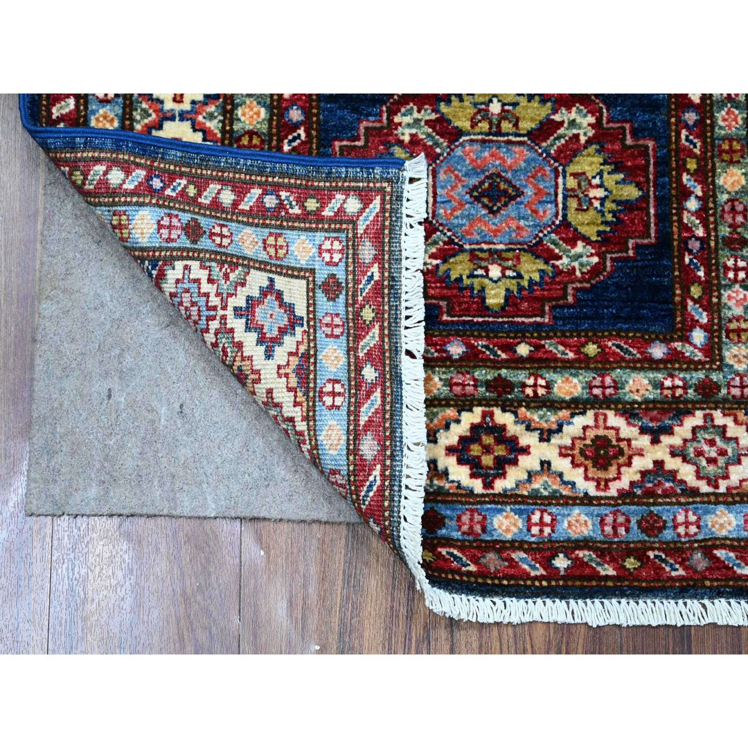 2'6" x 6'4" New Hand Knotted Blue Wool Runner Oriental Rug - MOA10289308