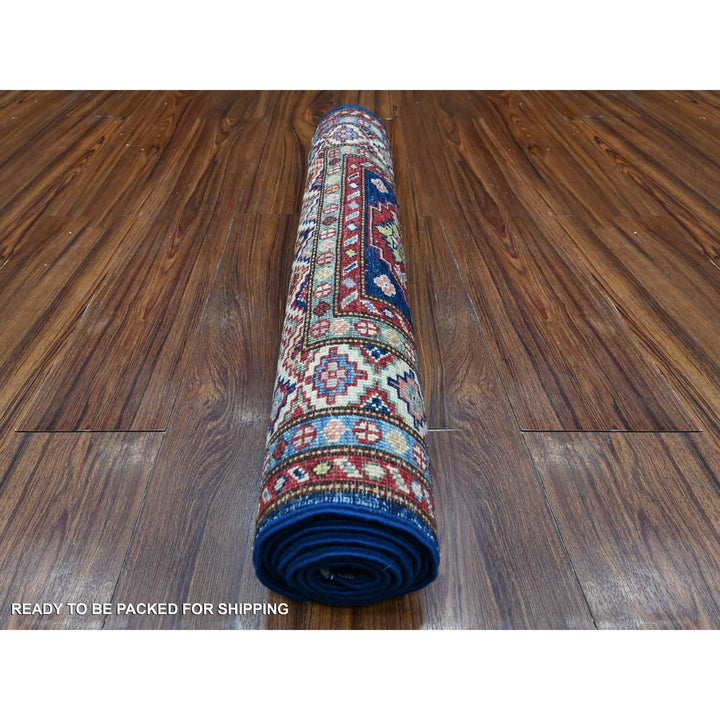 2'6" x 6'4" New Hand Knotted Blue Wool Runner Oriental Rug - MOA10289308