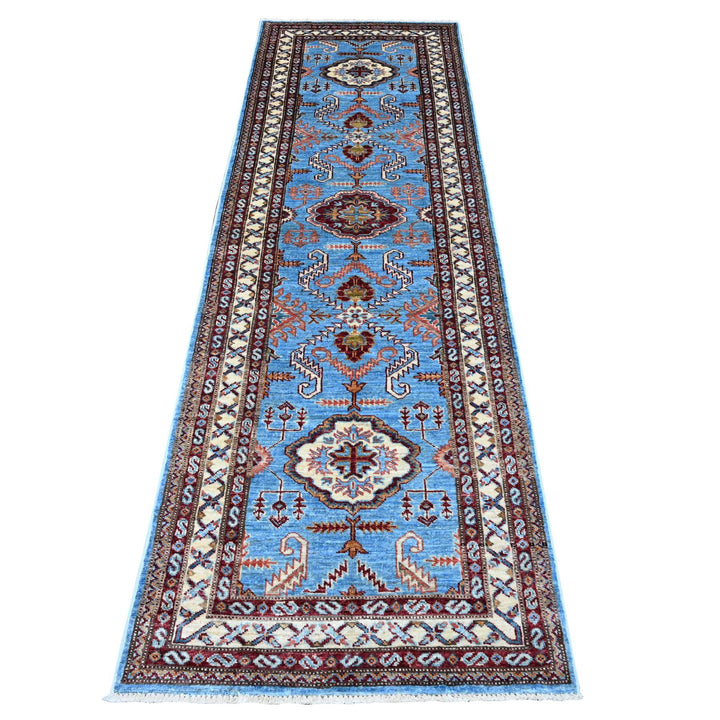 2'9" x 8'8" New Hand Knotted Blue Cotton Runner Oriental Rug - MOA10289311