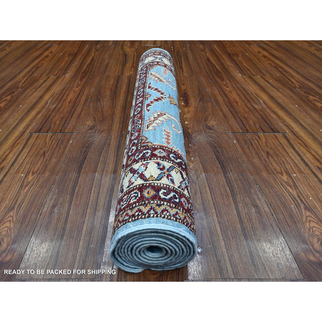 2'9" x 8'8" New Hand Knotted Blue Cotton Runner Oriental Rug - MOA10289311