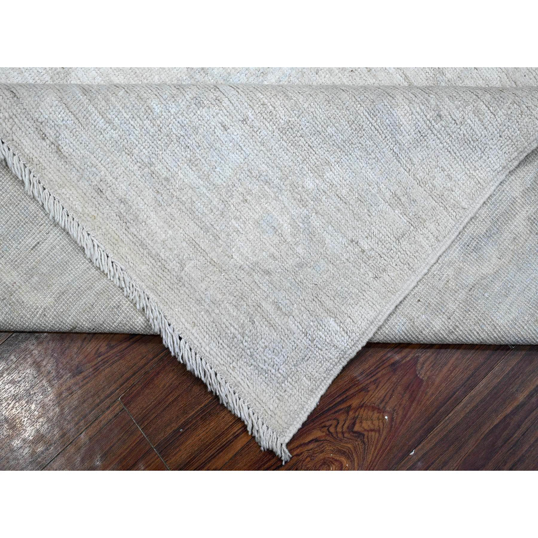 7'11" x 9'6" New Hand Knotted Ivory Wool Rectangle Oriental Rug - MOA10289320