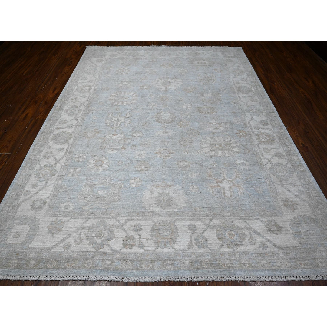 8'1" x 10'3" New Hand Knotted Blue Wool Rectangle Oriental Rug - MOA10289322