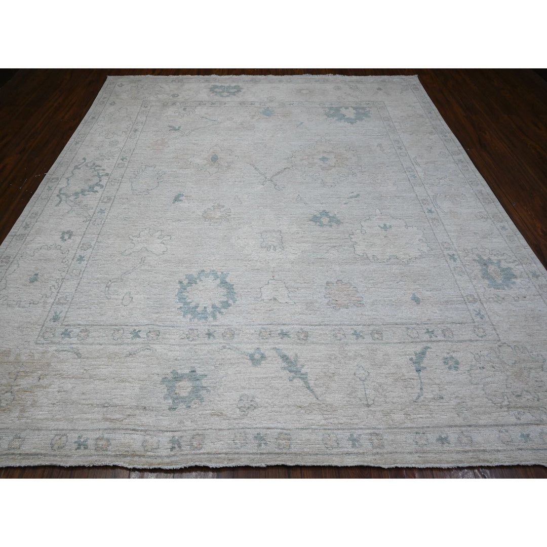 9'6" x 10'2" New Hand Knotted Grey Wool Square Oriental Rug - MOA10289330