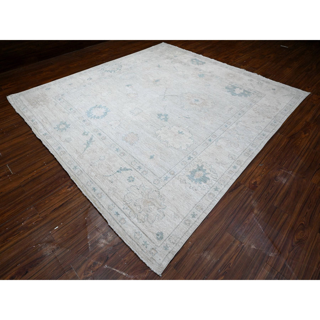 9'6" x 10'2" New Hand Knotted Grey Wool Square Oriental Rug - MOA10289330