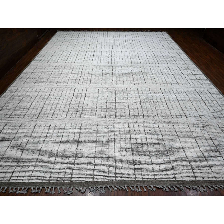 12'2" x 15'9" New Hand Knotted Ivory Cotton Rectangle Oriental Rug - MOA10289335