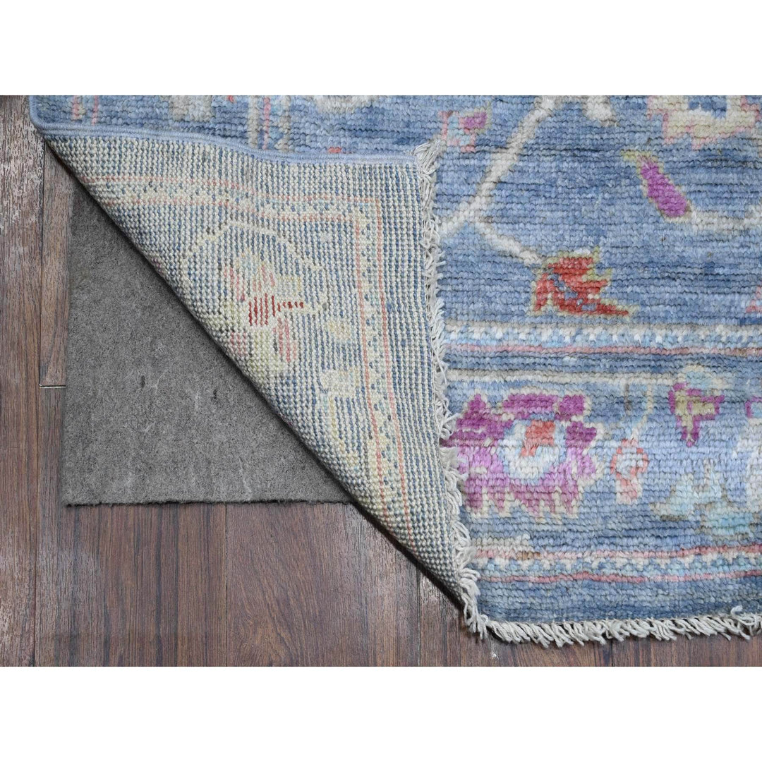 2'9" x 15'3" New Hand Knotted Blue Wool Runner Oriental Rug - MOA10289351