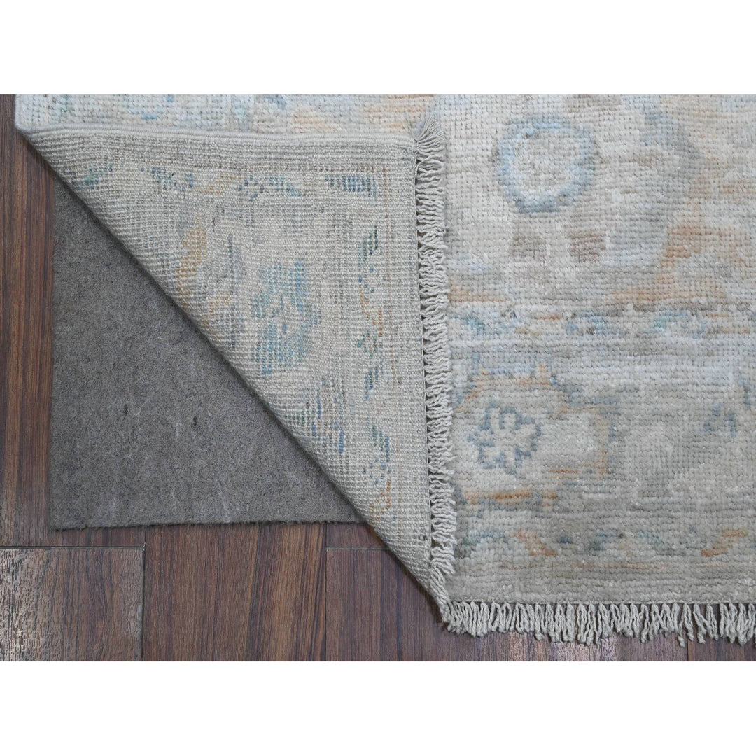 3'1" x 19'10" New Hand Knotted Grey Wool Runner Oriental Rug - MOA10289358