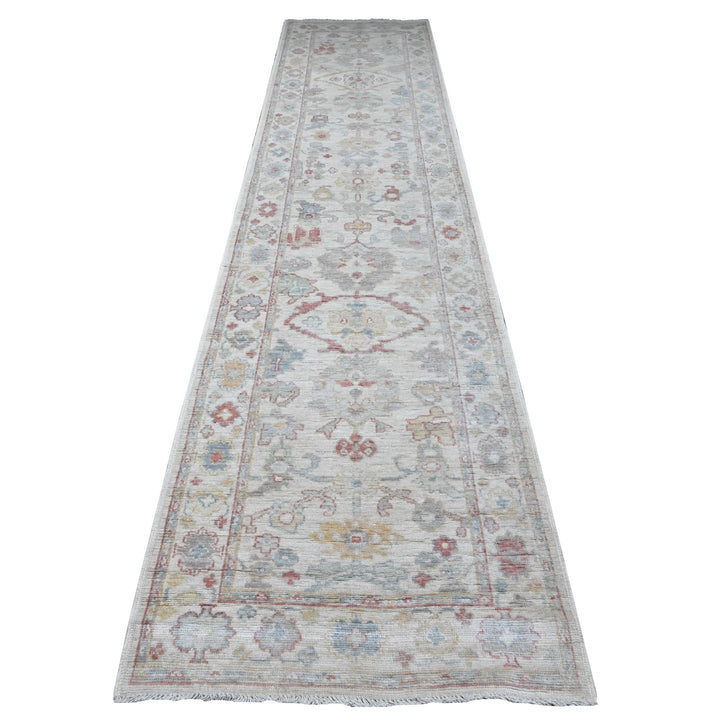 3'0" x 13'6" New Hand Knotted Ivory Wool Runner Oriental Rug - MOA10289360