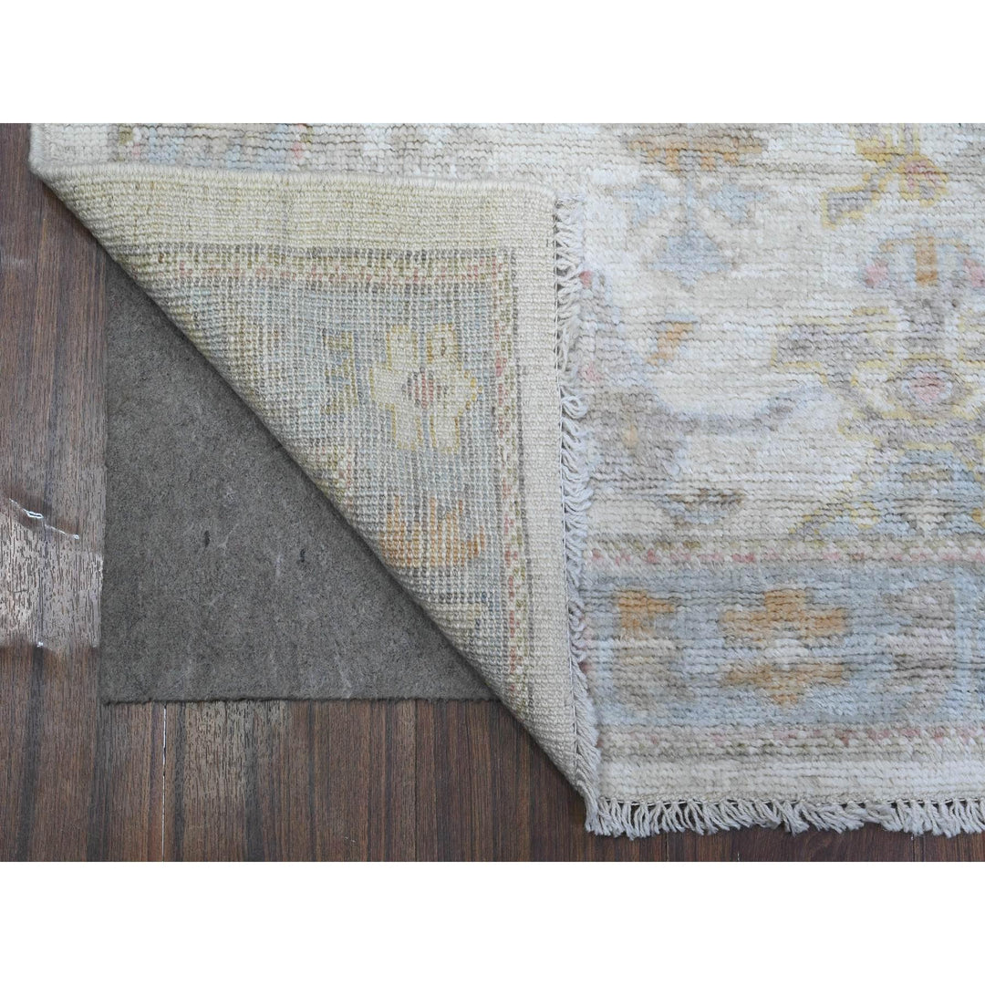 3'1" x 5'9" New Hand Knotted Ivory Wool Runner Oriental Rug - MOA10289365