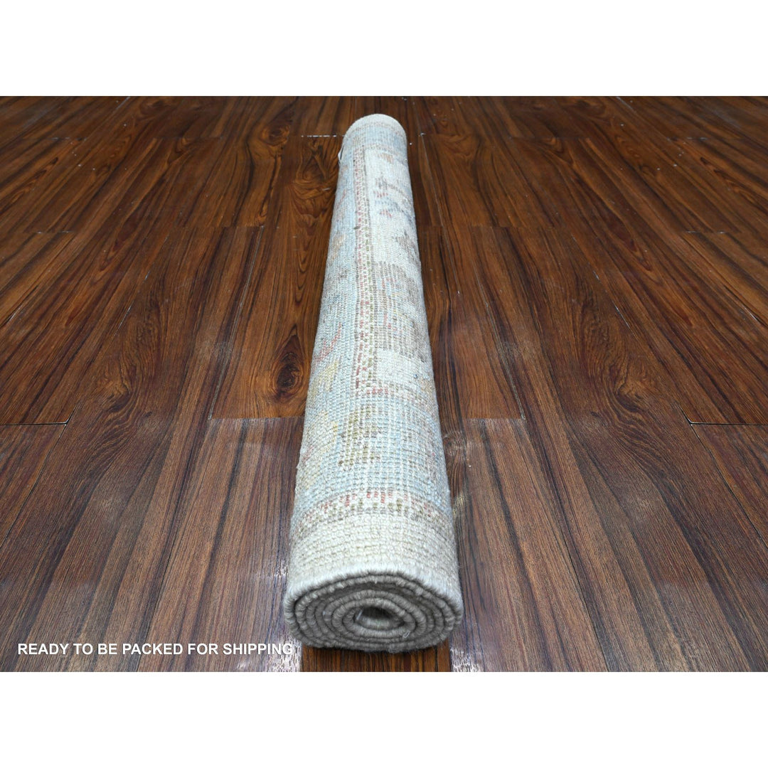 3'1" x 5'9" New Hand Knotted Ivory Wool Runner Oriental Rug - MOA10289365