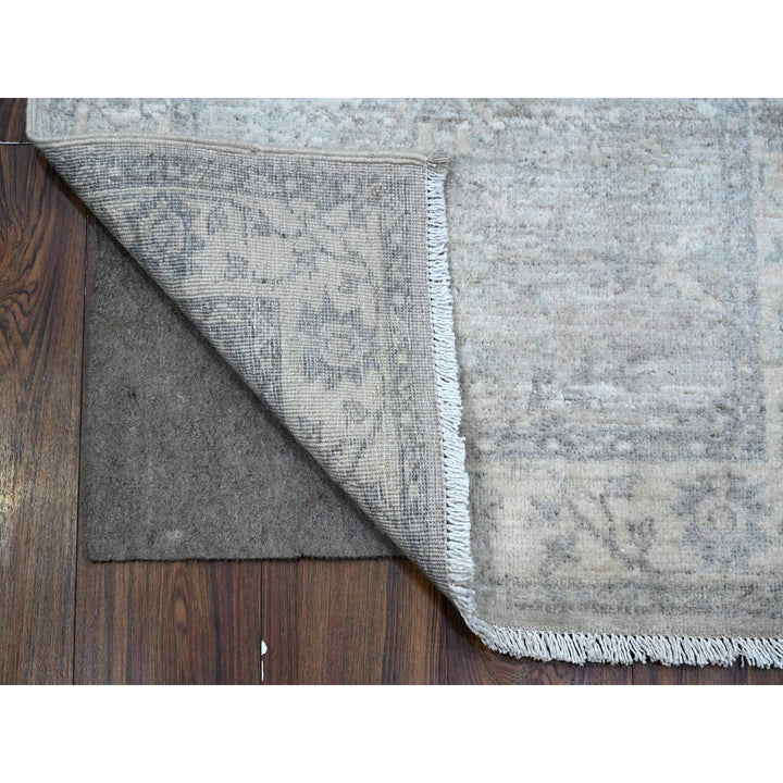 2'6" x 17'9" New Hand Knotted Grey Wool Runner Oriental Rug - MOA10289374