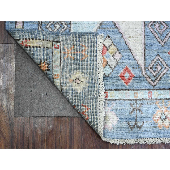 2'8" x 8'3" New Hand Knotted Blue Cotton Runner Oriental Rug - MOA10289376