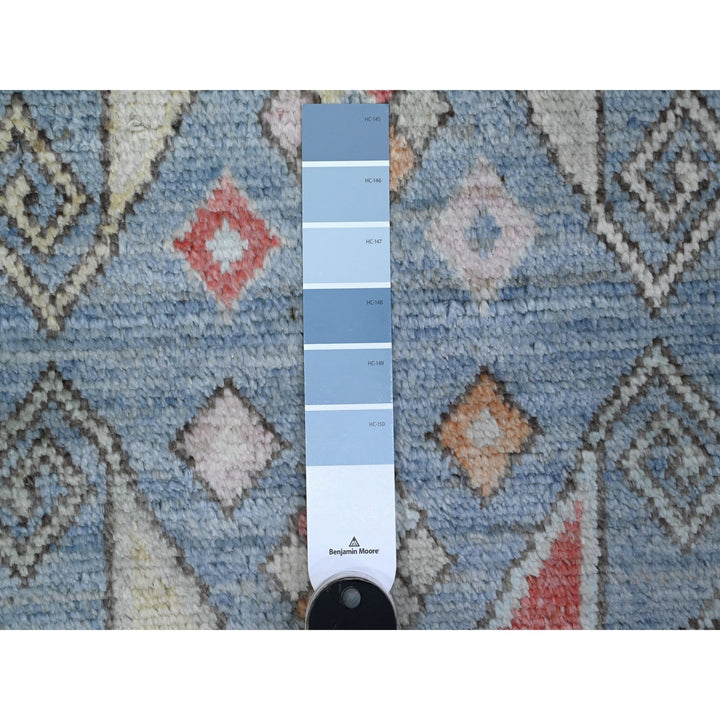 2'8" x 8'3" New Hand Knotted Blue Cotton Runner Oriental Rug - MOA10289376