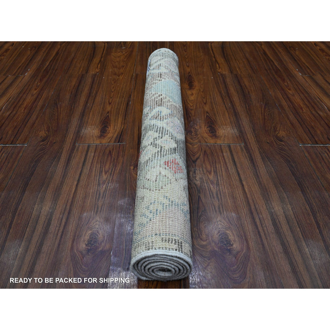 2'10" x 5'1" New Hand Knotted Grey Wool Runner Oriental Rug - MOA10289377