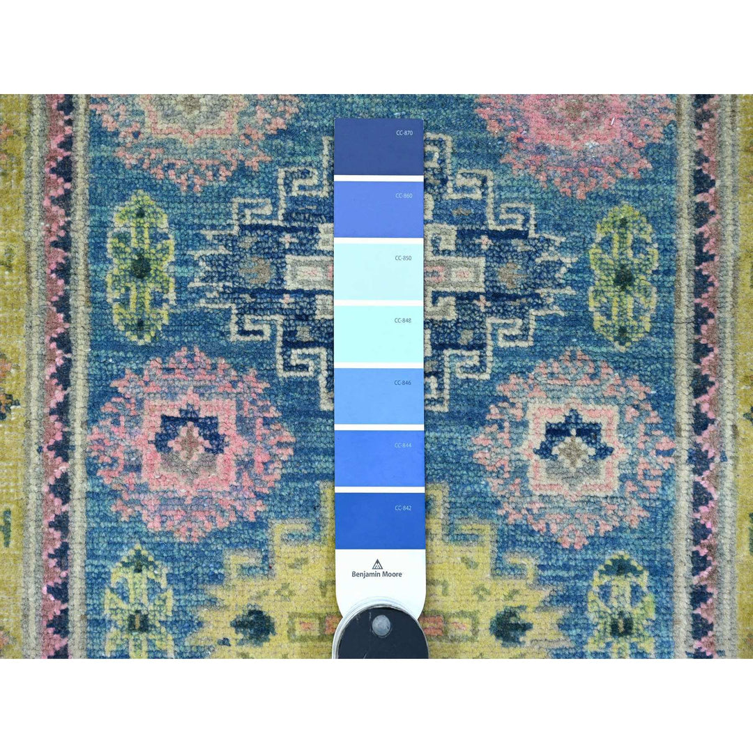 2'1" x 2'6" New Hand Knotted Blue Wool Rectangle Oriental Rug - MOA10289388