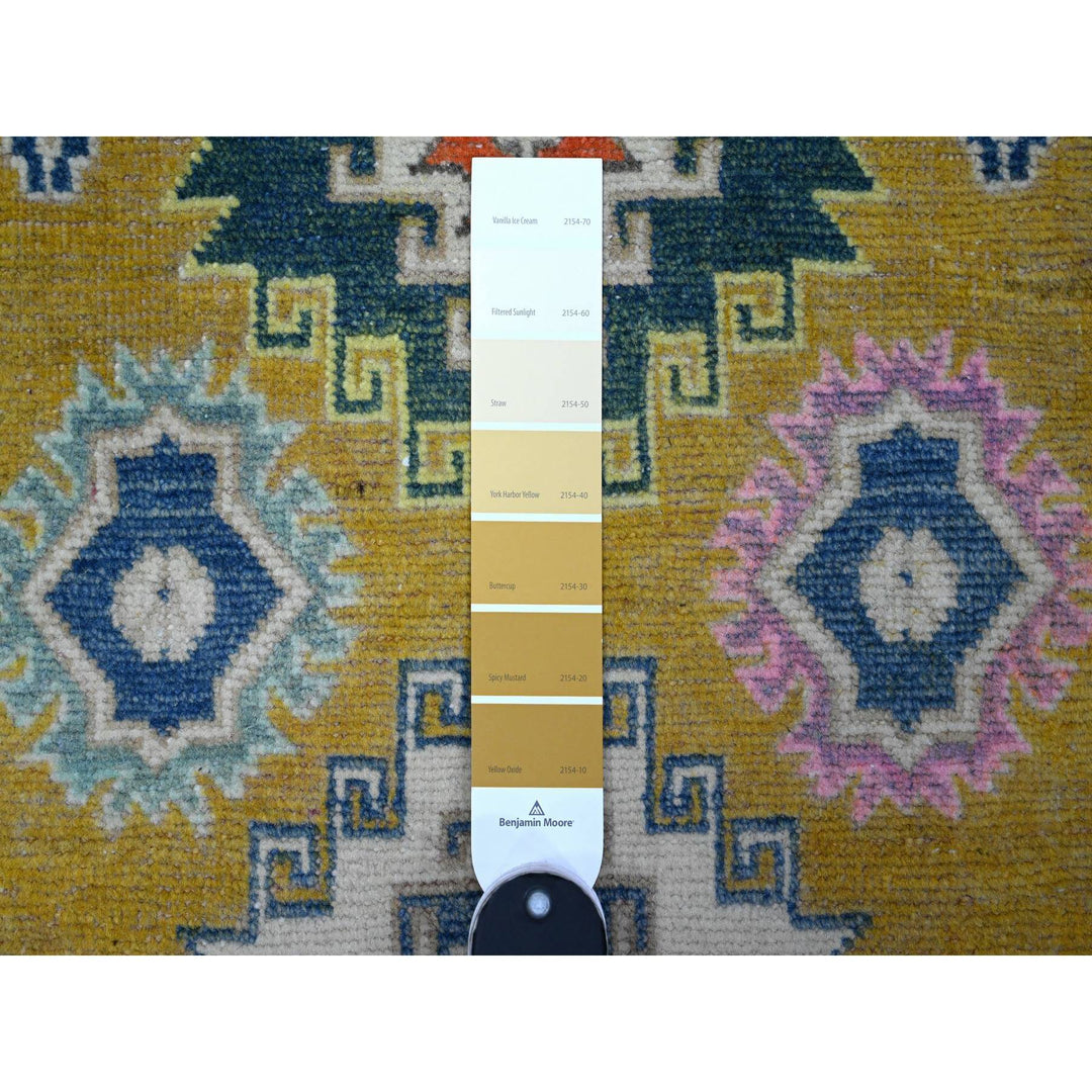 2'7" x 4'4" New Hand Knotted Yellow Cotton Rectangle Oriental Rug - MOA10289397