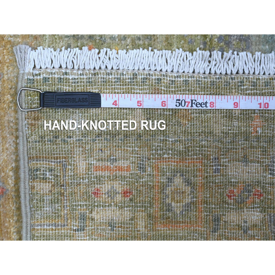 2'10" x 4'8" New Hand Knotted Green Cotton Rectangle Oriental Rug - MOA10289408