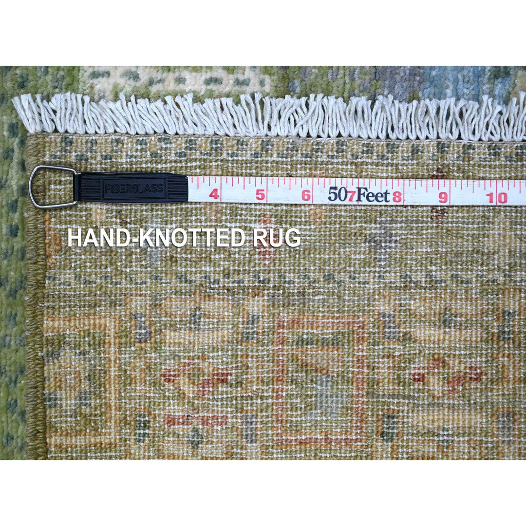 3'11" x 5'9" New Hand Knotted Green Cotton Rectangle Oriental Rug - MOA10289410