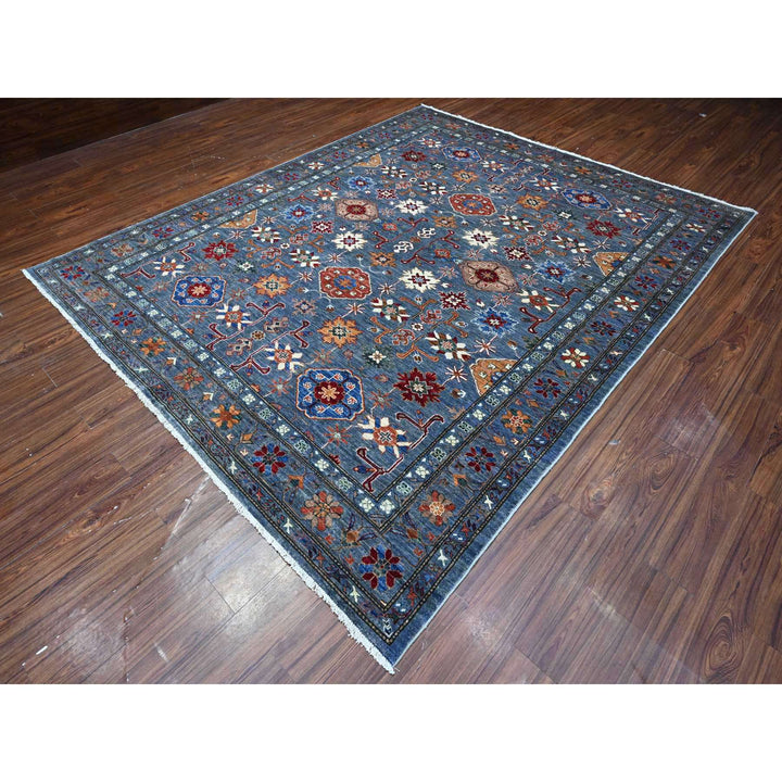 8'2" x 9'11" New Hand Knotted Grey Wool Rectangle Oriental Rug - MOA10289420