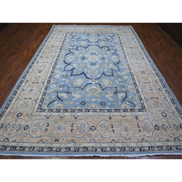 8'7" x 12'2" New Hand Knotted Blue Wool Rectangle Oriental Rug - MOA10289423