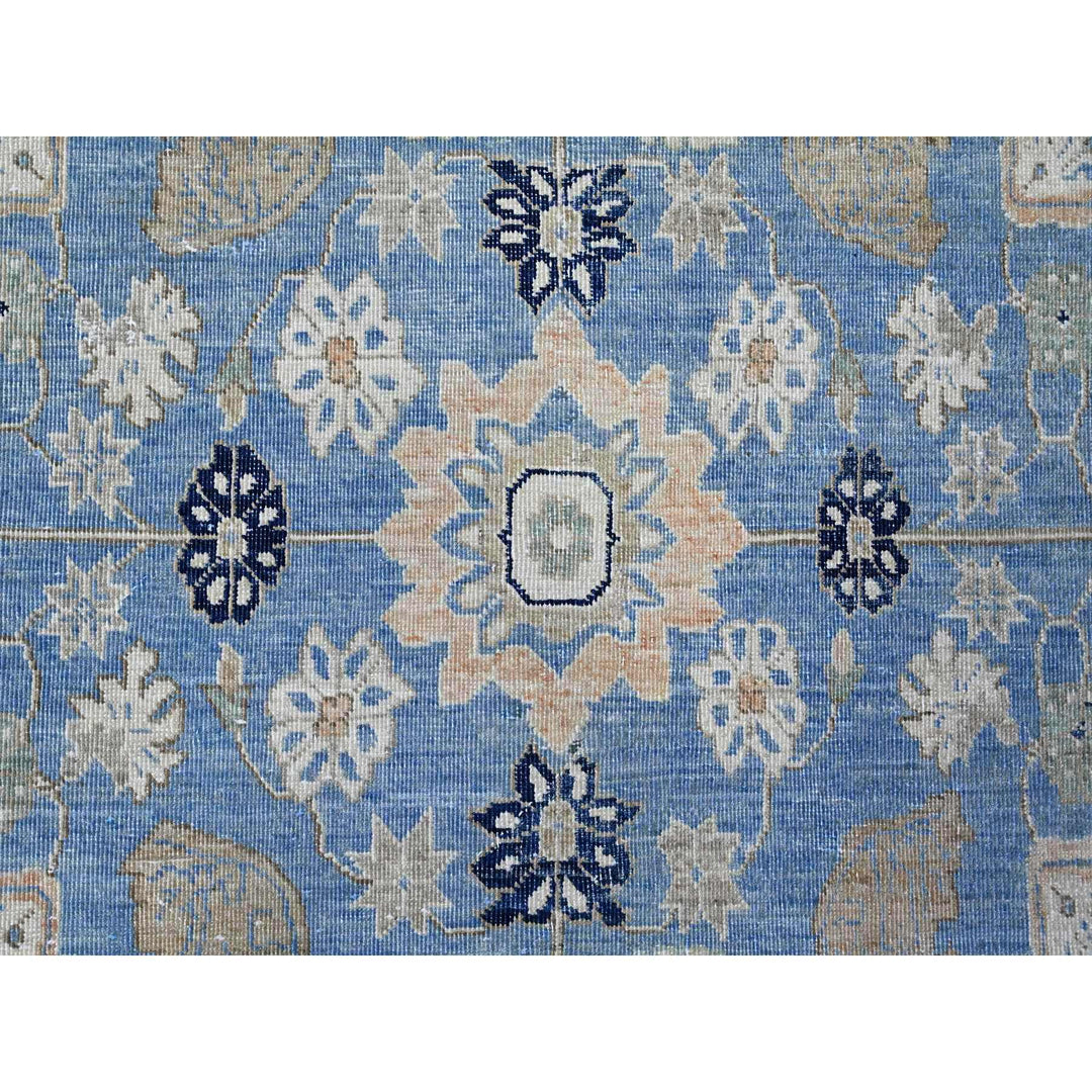 8'7" x 12'2" New Hand Knotted Blue Wool Rectangle Oriental Rug - MOA10289423