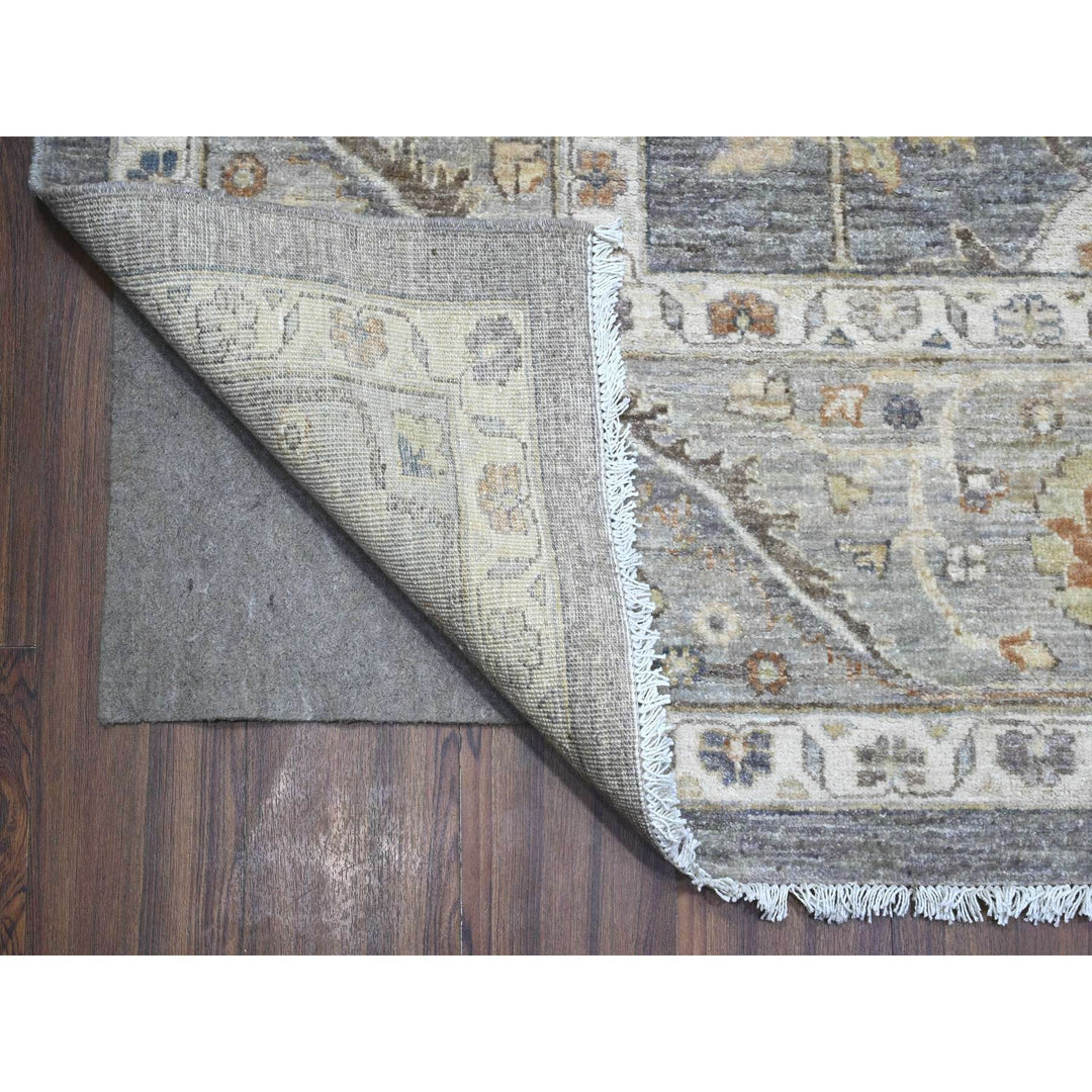 9'1" x 11'9" New Hand Knotted Grey Wool Rectangle Oriental Rug - MOA10289424