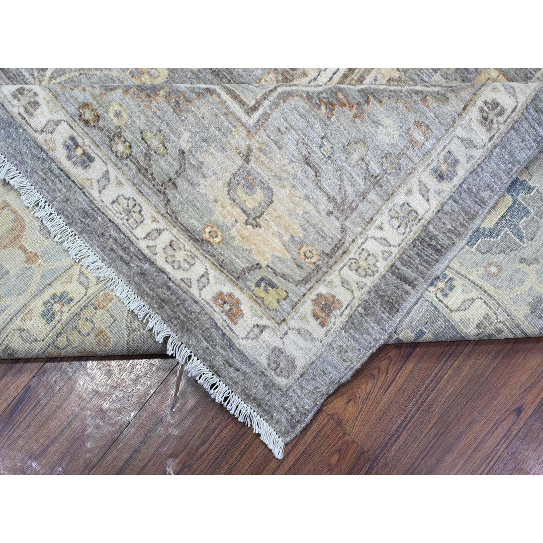 9'1" x 11'9" New Hand Knotted Grey Wool Rectangle Oriental Rug - MOA10289424