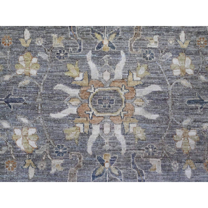 9'1" x 11'9" New Hand Knotted Grey Wool Rectangle Oriental Rug - MOA10289424