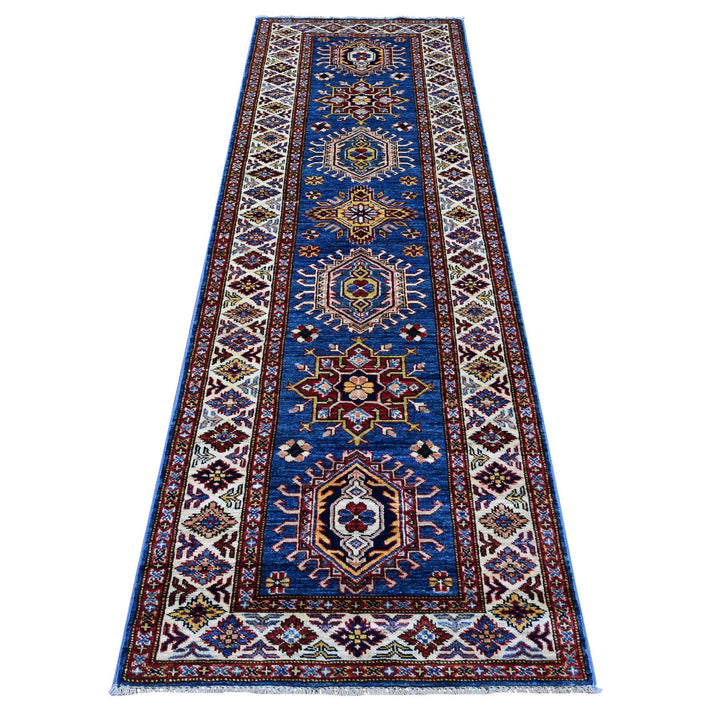 2'8" x 8'0" New Hand Knotted Blue Wool Runner Oriental Rug - MOA10289433