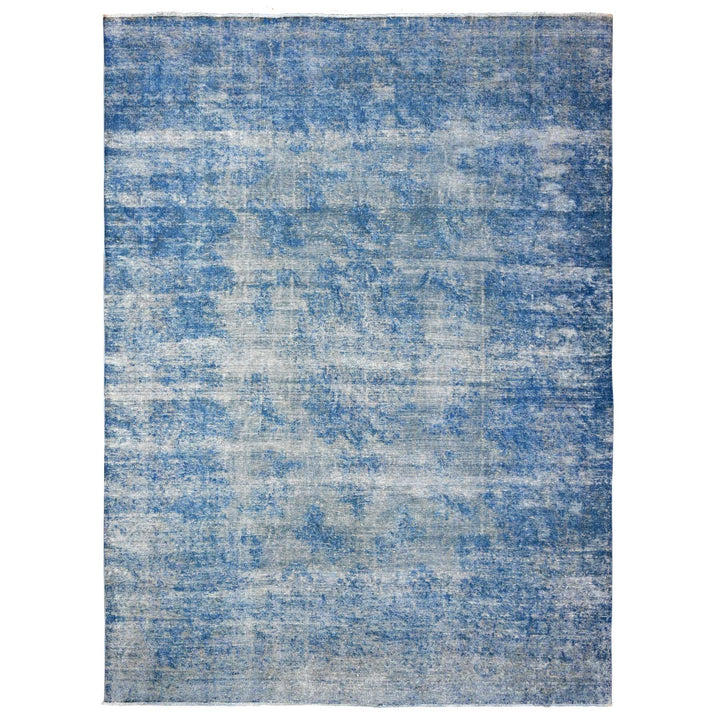 9'5" x 12'10" Vintage Hand Knotted Blue Wool Rectangle Oriental Rug - MOA10289451