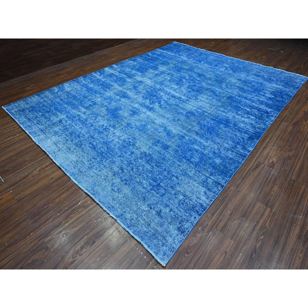 9'5" x 12'10" Vintage Hand Knotted Blue Wool Rectangle Oriental Rug - MOA10289451