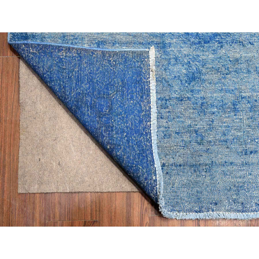9'5" x 12'10" Vintage Hand Knotted Blue Wool Rectangle Oriental Rug - MOA10289451