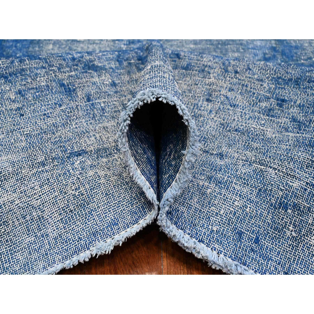 9'5" x 12'10" Vintage Hand Knotted Blue Wool Rectangle Oriental Rug - MOA10289451