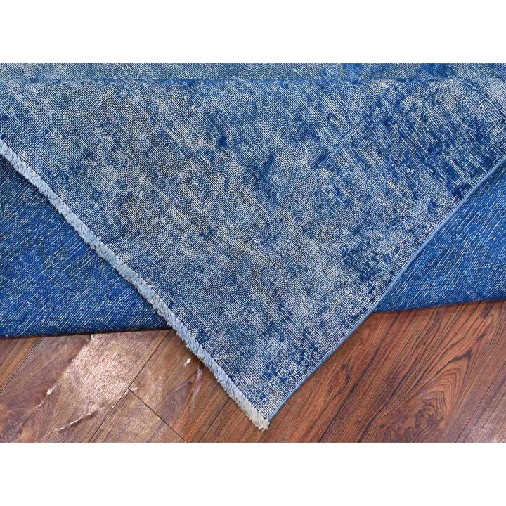 9'5" x 12'10" Vintage Hand Knotted Blue Wool Rectangle Oriental Rug - MOA10289451