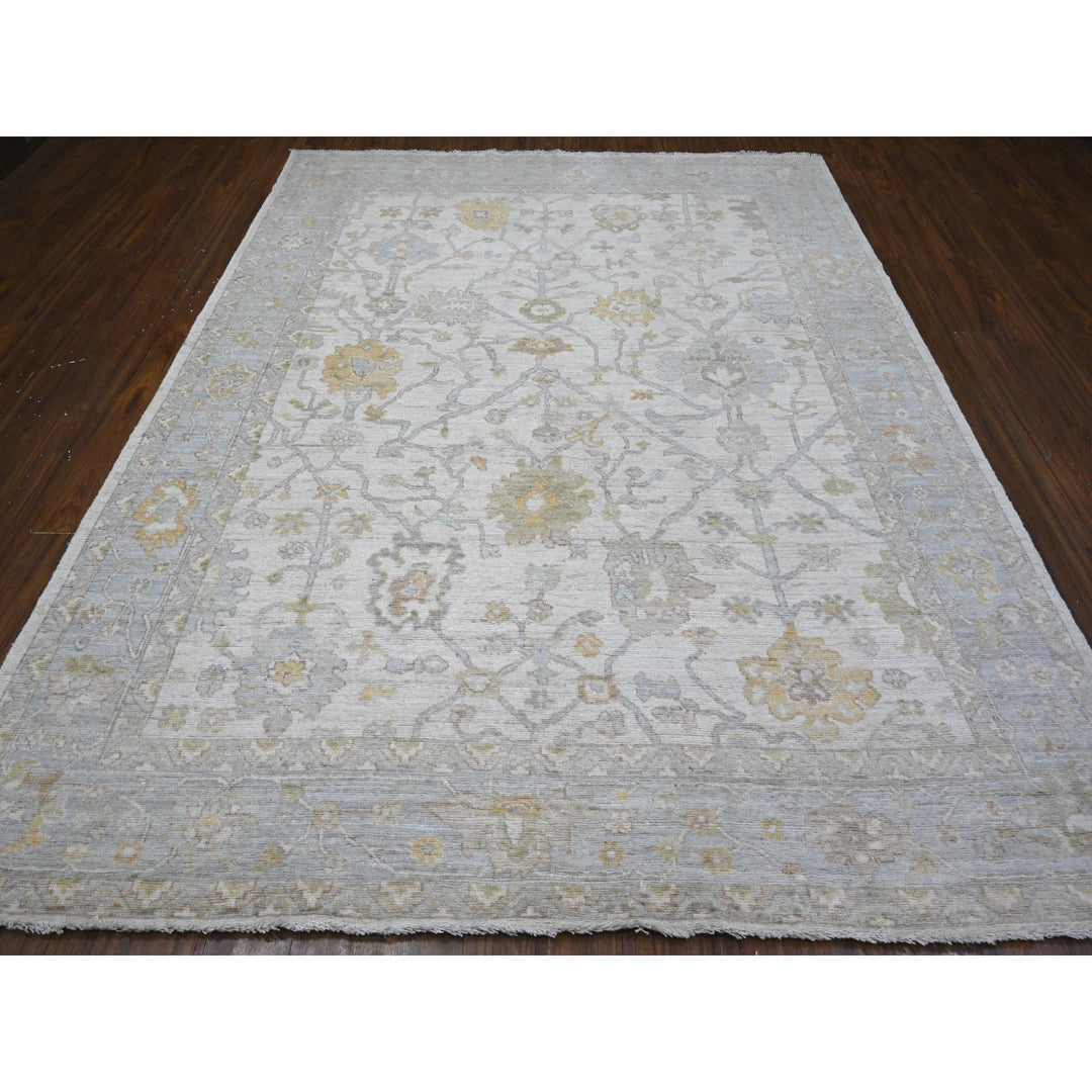 8'1" x 10'1" New Hand Knotted Ivory Wool Rectangle Oriental Rug - MOA10289454