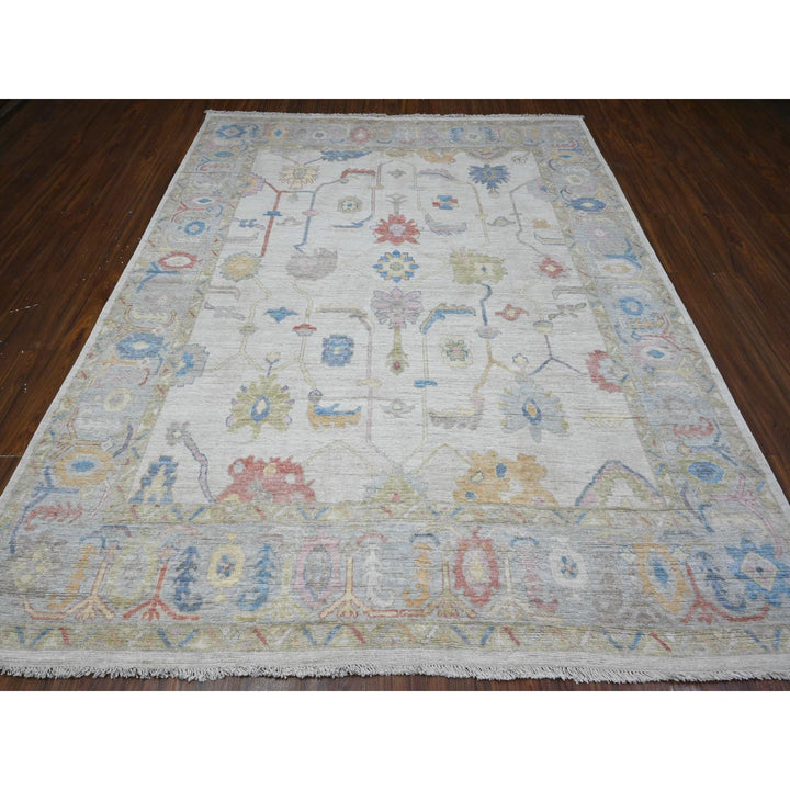 7'10" x 9'9" New Hand Knotted Grey Wool Rectangle Oriental Rug - MOA10289455