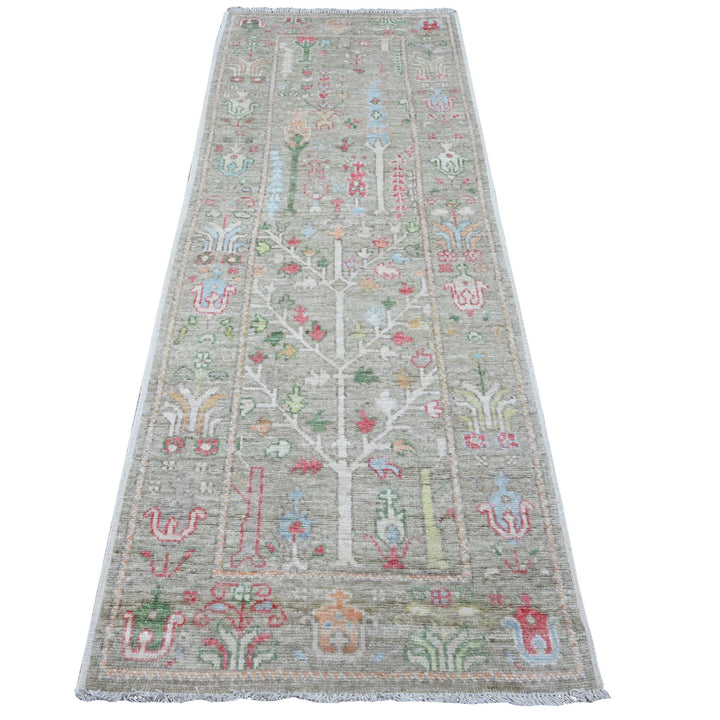 2'11" x 8'1" New Hand Knotted Green Wool Runner Oriental Rug - MOA10289470