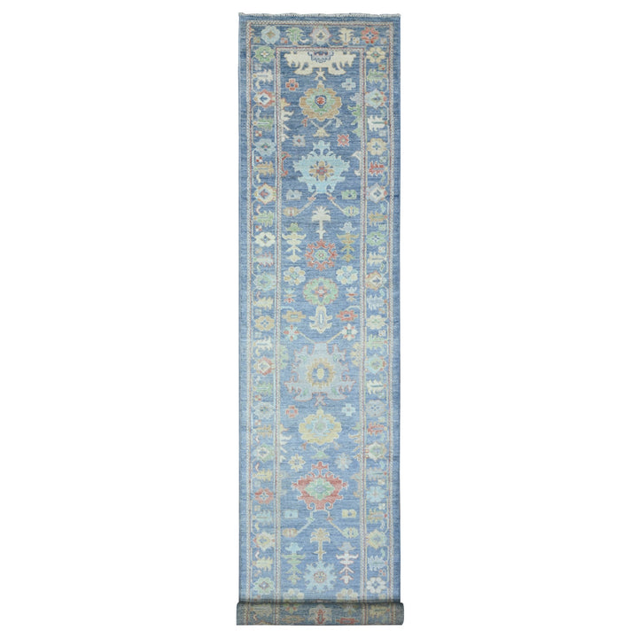 2'10" x 17'11" New Hand Knotted Blue Wool Runner Oriental Rug - MOA10289471