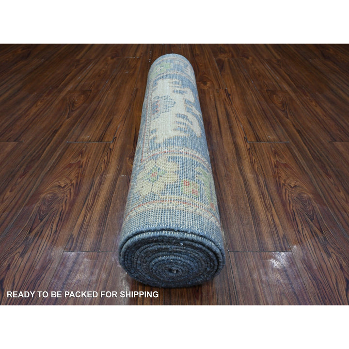 2'10" x 17'11" New Hand Knotted Blue Wool Runner Oriental Rug - MOA10289471