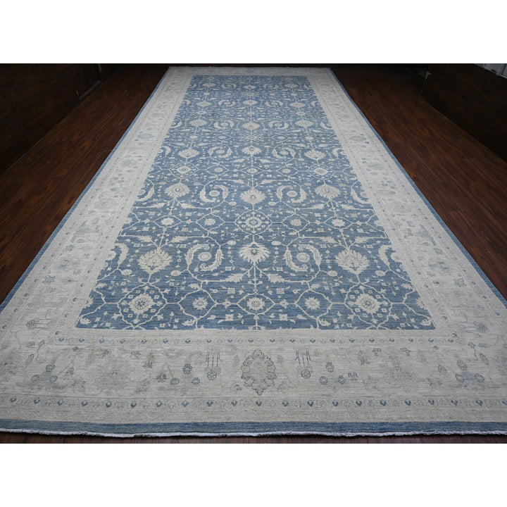 9'10" x 20'3" New Hand Knotted Blue Wool Rectangle Oriental Rug - MOA10289473