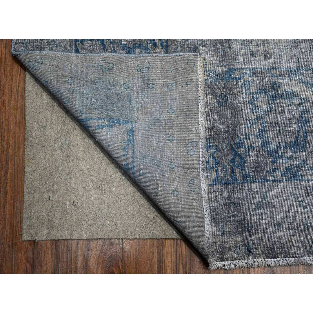 9'11" x 13'0" Vintage Hand Knotted Grey Wool Rectangle Oriental Rug - MOA10289480