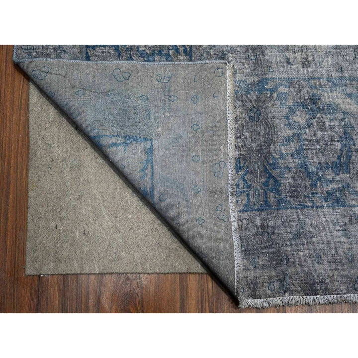 9'11" x 13'0" Vintage Hand Knotted Grey Wool Rectangle Oriental Rug - MOA10289480